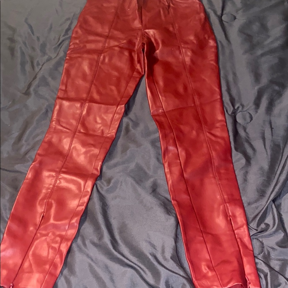 Burnt Red pleather Zara skinny pants size XS